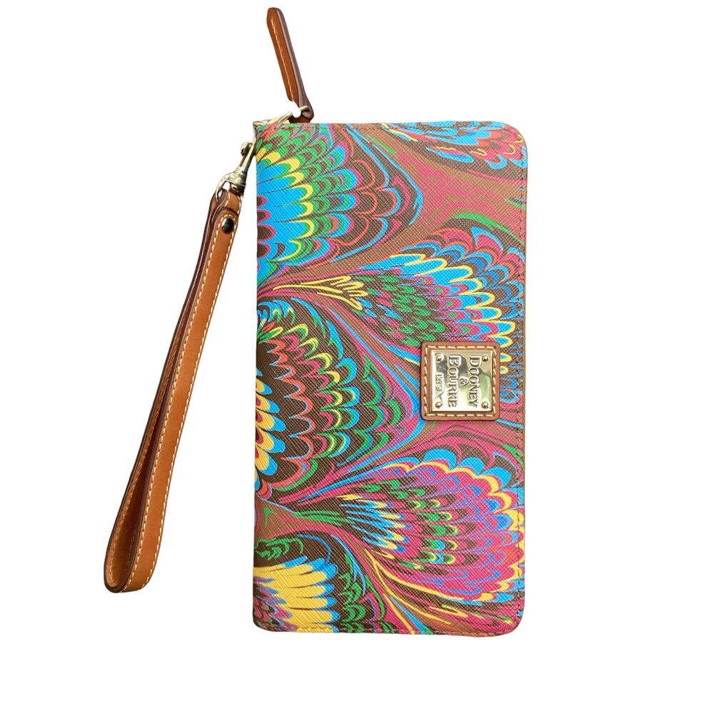 NWT Dooney&Bourke Wristlet Wallet Women’s 1 Size Zip Around Leather Multicolor